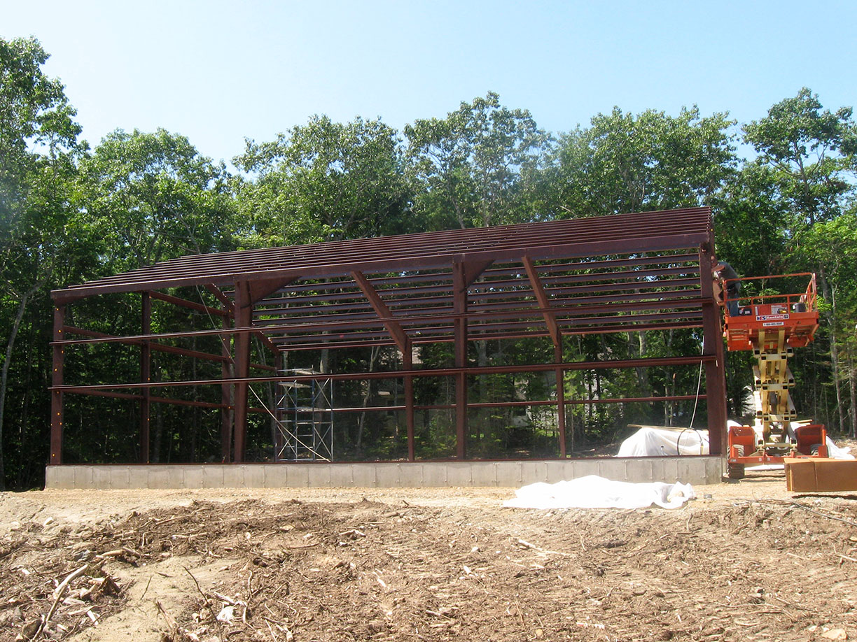 In-progress steel building by Steel Bolt Construction